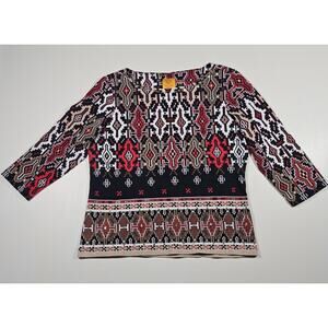 Ruby Rd Medium Petite Boho Aztec Southwestern Top Western Metal Embellishments